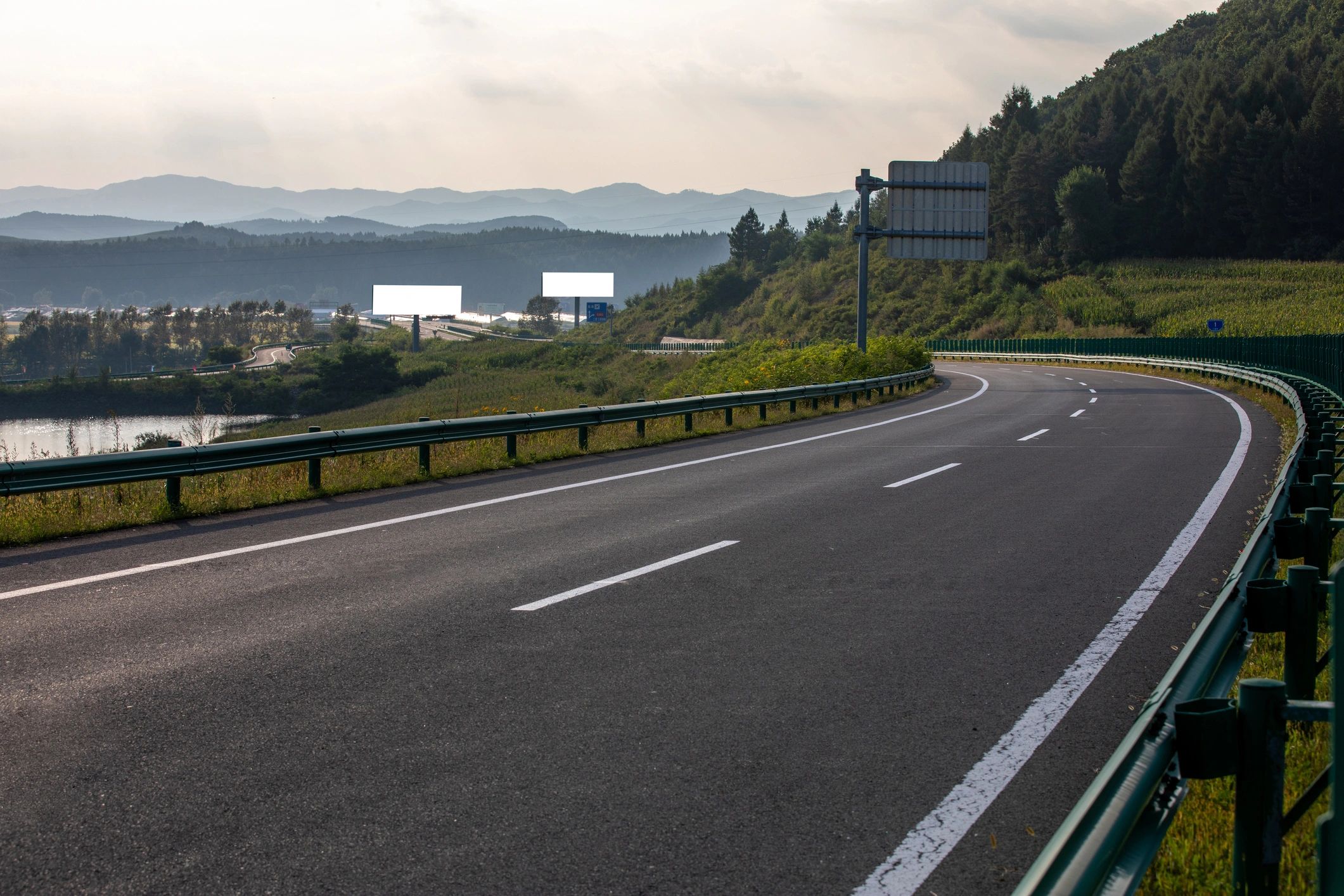 Wide paved surface and roadway view